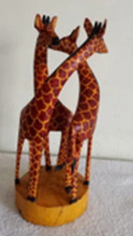 Hand-carved wooden giraffes