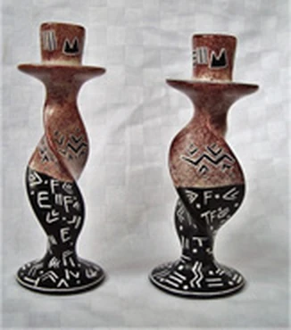 Carved soapstone candle holders