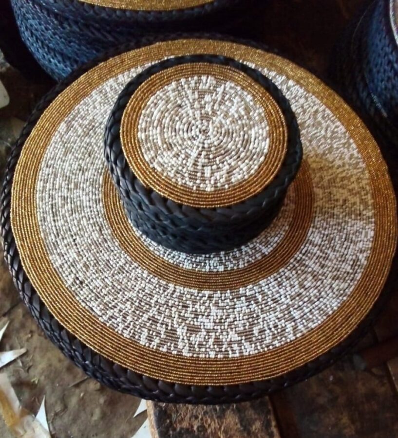 Black, White and Gold Beaded Basket Set