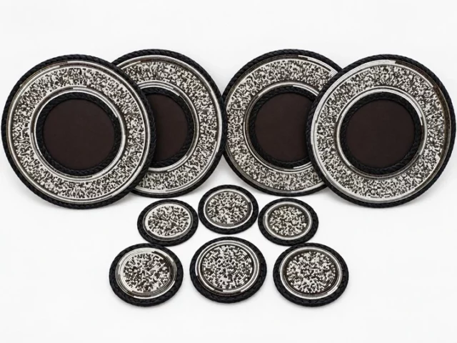 Black and White Beaded Basket Set