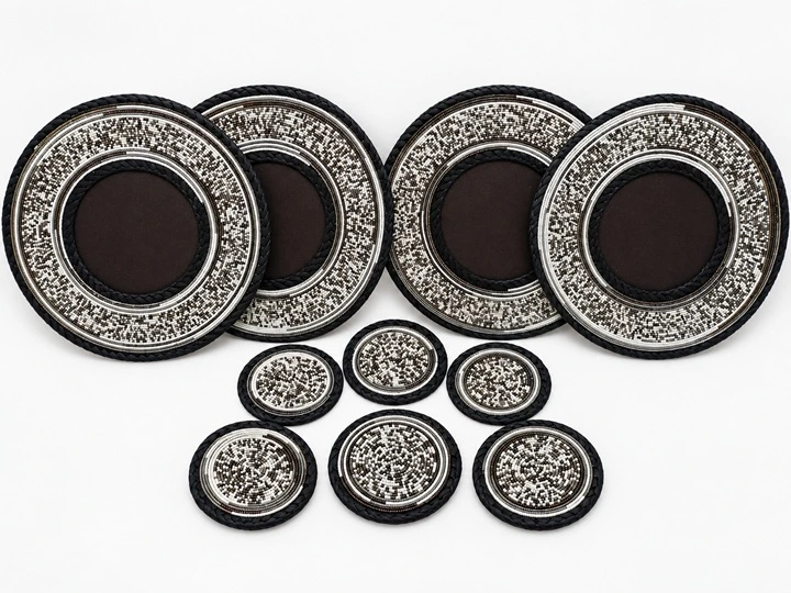 Black and White Beaded Basket Set