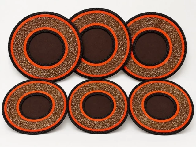 Brown and Orange Beaded Basket Set